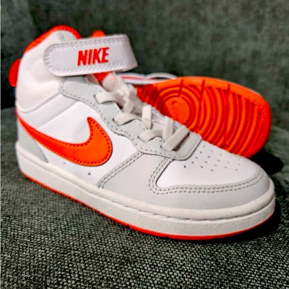 Nike Court Borough Mid 2 Orange Grey Shoes (GS). New. Size 11C